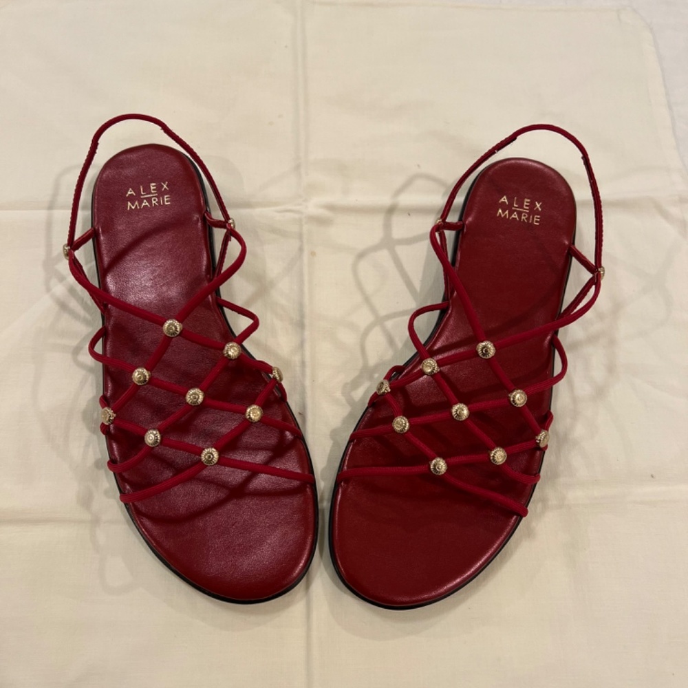 Alex Marie Crane618 Ferrari Red and Gold Sandals--Size 10M - Picture 2 of 7